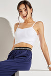 LC264639-P1-S, LC264639-P1-M, LC264639-P1-L, LC264639-P1-XL, White Crossed Strap Cropped Yoga Bra