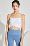 LC264639-P1-S, LC264639-P1-M, LC264639-P1-L, LC264639-P1-XL, White Crossed Strap Cropped Yoga Bra
