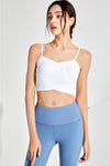 LC264639-P1-S, LC264639-P1-M, LC264639-P1-L, LC264639-P1-XL, White Crossed Strap Cropped Yoga Bra