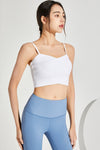 LC264639-P1-S, LC264639-P1-M, LC264639-P1-L, LC264639-P1-XL, White Crossed Strap Cropped Yoga Bra