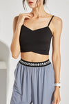 LC264639-P2-S, LC264639-P2-M, LC264639-P2-L, LC264639-P2-XL, Black Crossed Strap Cropped Yoga Bra