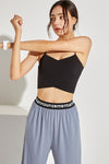 LC264639-P2-S, LC264639-P2-M, LC264639-P2-L, LC264639-P2-XL, Black Crossed Strap Cropped Yoga Bra