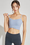 LC264639-P804-S, LC264639-P804-M, LC264639-P804-L, LC264639-P804-XL, Beau Blue Crossed Strap Cropped Yoga Bra
