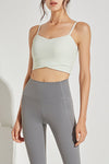 LC264639-P2009-S, LC264639-P2009-M, LC264639-P2009-L, LC264639-P2009-XL, Meadow Mist Green Crossed Strap Cropped Yoga Bra
