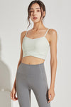 LC264639-P2009-S, LC264639-P2009-M, LC264639-P2009-L, LC264639-P2009-XL, Meadow Mist Green Crossed Strap Cropped Yoga Bra