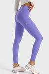 LC265438-P408-S, LC265438-P408-M, LC265438-P408-L, LC265438-P408-XL, Lilac Flap Pocket High Waist Workout Pants