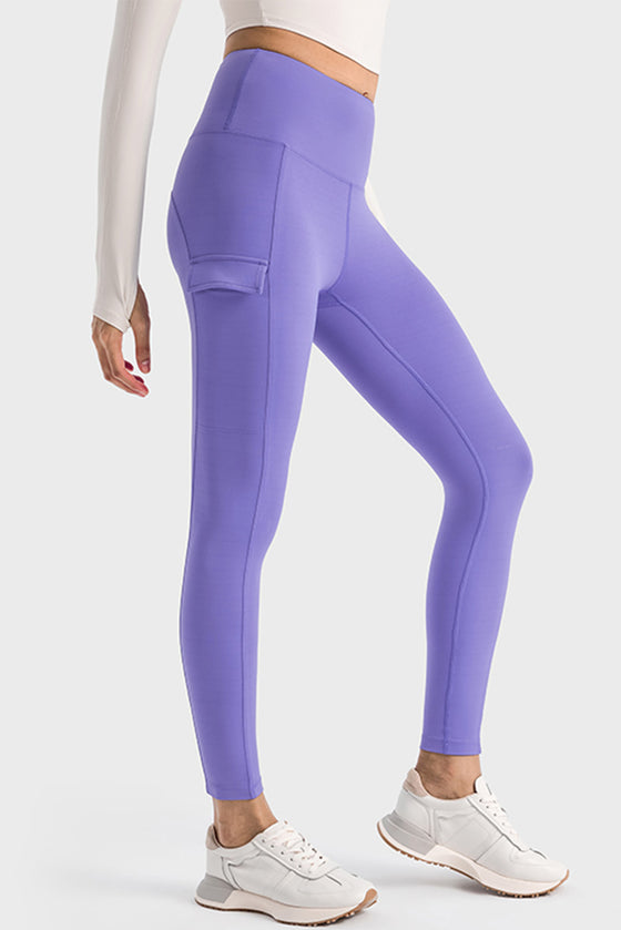 LC265438-P408-S, LC265438-P408-M, LC265438-P408-L, LC265438-P408-XL, Lilac Flap Pocket High Waist Workout Pants