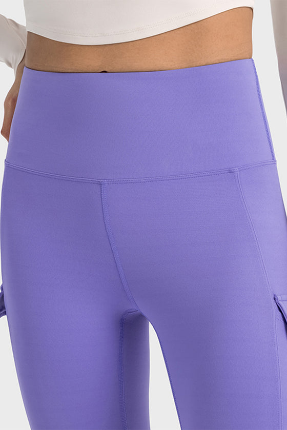 LC265438-P408-S, LC265438-P408-M, LC265438-P408-L, LC265438-P408-XL, Lilac Flap Pocket High Waist Workout Pants