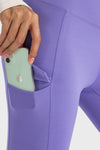 LC265438-P408-S, LC265438-P408-M, LC265438-P408-L, LC265438-P408-XL, Lilac Flap Pocket High Waist Workout Pants