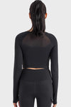 LC264640-P2-S, LC264640-P2-M, LC264640-P2-L, LC264640-P2-XL, Black Square Neck Long Sleeve Active Top