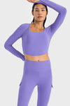 LC264640-P408-S, LC264640-P408-M, LC264640-P408-L, LC264640-P408-XL, Lilac Square Neck Long Sleeve Active Top