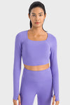 LC264640-P408-S, LC264640-P408-M, LC264640-P408-L, LC264640-P408-XL, Lilac Square Neck Long Sleeve Active Top