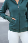 LC266021-P1709-S, LC266021-P1709-M, LC266021-P1709-L, LC266021-P1709-XL, Sea Green Thumbhole Sleeve Zip Up Sports Hooded Jacket