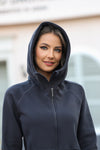 LC266021-P4011-S, LC266021-P4011-M, LC266021-P4011-L, LC266021-P4011-XL, Carbon Grey Thumbhole Sleeve Zip Up Sports Hooded Jacket