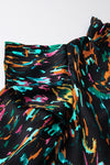 PACK25123718-P22-1, Multicolour Abstract Print 3/4 Puff Sleeve Ruffle Blouse
