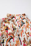 PACK25123718-P2022-1, Multicolour Abstract Print 3/4 Puff Sleeve Ruffle Blouse