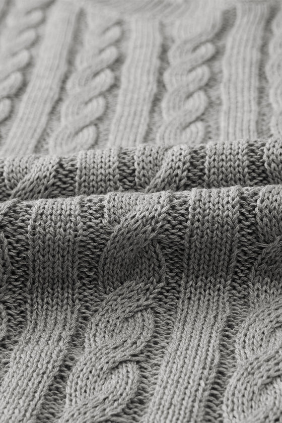 PACK2724323-P11-2, Gray Crew Neck Cable Knit Short Sleeve Sweater