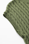 PACK2724323-P609-1, Jungle Green Crew Neck Cable Knit Short Sleeve Sweater