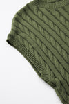PACK2724323-P609-1, Jungle Green Crew Neck Cable Knit Short Sleeve Sweater
