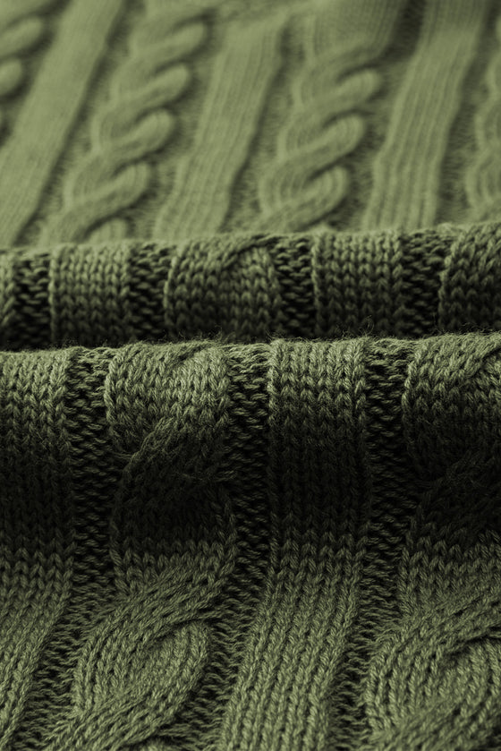 PACK2724323-P609-1, Jungle Green Crew Neck Cable Knit Short Sleeve Sweater