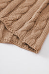 PACK2724323-P4016-2, Light French Beige Crew Neck Cable Knit Short Sleeve Sweater