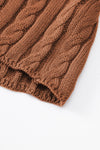 PACK2724323-P2017-2, Chestnut Crew Neck Cable Knit Short Sleeve Sweater