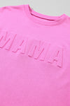 PACK25315893-P106-1, Bright Pink MAMA Letter Embossed Casual Sweatshirt