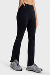 LC265439-P2-S, LC265439-P2-M, LC265439-P2-L, Black Solid Color High Waist Active Flare Leggings