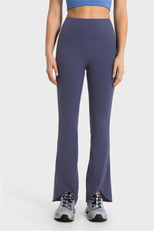  LC265439-P2011-S, LC265439-P2011-M, LC265439-P2011-L, Dark Grey Solid Color High Waist Active Flare Leggings