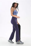 LC265439-P2011-S, LC265439-P2011-M, LC265439-P2011-L, Dark Grey Solid Color High Waist Active Flare Leggings