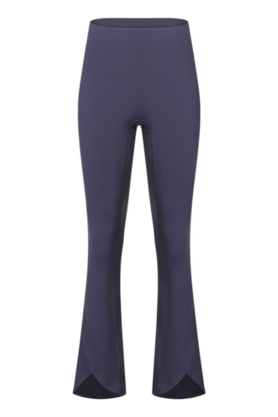 LC265439-P2011-S, LC265439-P2011-M, LC265439-P2011-L, Dark Grey Solid Color High Waist Active Flare Leggings