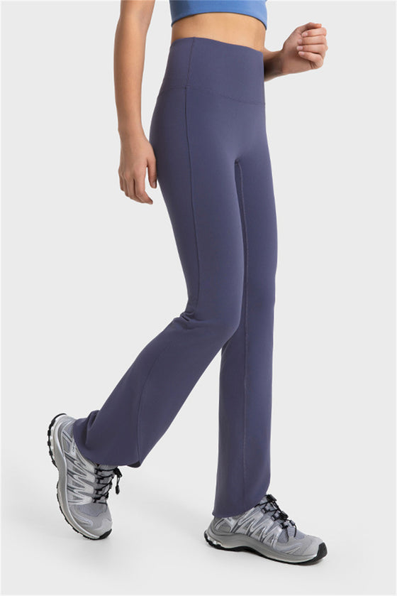 LC265439-P2011-S, LC265439-P2011-M, LC265439-P2011-L, Dark Grey Solid Color High Waist Active Flare Leggings
