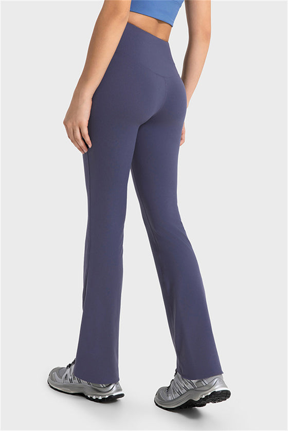 LC265439-P2011-S, LC265439-P2011-M, LC265439-P2011-L, Dark Grey Solid Color High Waist Active Flare Leggings