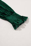 PACK25123661-P309-1, Blackish Green Smocked Ribbed Velvet Babydoll Top
