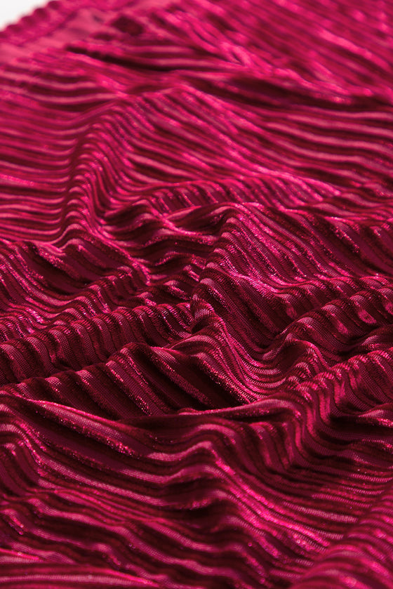 PACK6117666-3-1, Red Tie Back Square Neck Velvet Babydoll Dress