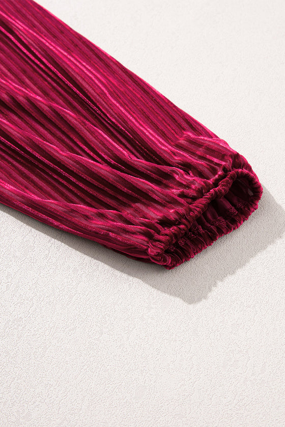 PACK6117666-3-1, Red Tie Back Square Neck Velvet Babydoll Dress