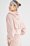 LC264642-P1010-S, LC264642-P1010-M, LC264642-P1010-L, LC264642-P1010-XL, Light Pink Zip Closure Long Sleeve Hooded Crop Sports Top