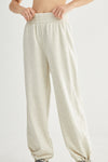 LC265440-P1011-S, LC265440-P1011-M, LC265440-P1011-L, Light Grey Elastic Waistband Wide Leg Active Pants