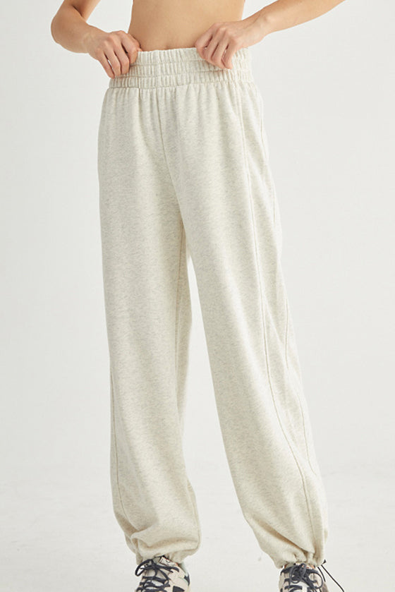 LC265440-P1011-S, LC265440-P1011-M, LC265440-P1011-L, Light Grey Elastic Waistband Wide Leg Active Pants