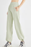 LC265440-P2009-S, LC265440-P2009-M, LC265440-P2009-L, Meadow Mist Green Elastic Waistband Wide Leg Active Pants