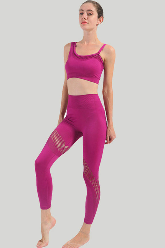 LC2611599-P206-S, LC2611599-P206-M, LC2611599-P206-L, Pitaya Pink Asymmetric Mesh Splicing Workout Set