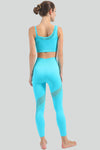 LC2611599-P404-S, LC2611599-P404-M, LC2611599-P404-L, Turquoise Asymmetric Mesh Splicing Workout Set