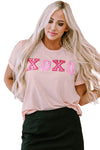 PACK25223930-10-1, PACK25223930-10-2, Pink Valentines Shiny XOXO Graphic T-shirt