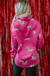 PACK2554199-P6-1, Rose Red Cheetah Animal Print Button Up Satin Shirt