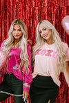 PACK25223930-10-1, PACK25223930-10-2, Pink Valentines Shiny XOXO Graphic T-shirt
