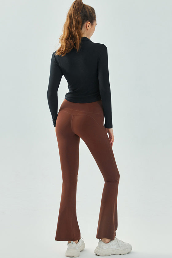 LC264644-P2-S, LC264644-P2-M, LC264644-P2-L, LC264644-P2-XL, Black Stand Neck Zipped Slim Fit Long Sleeve Sports Top