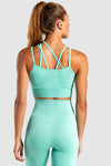 LC264645-P2209-S, LC264645-P2209-M, LC264645-P2209-L, Moonlight Jade Cutout Strappy Sleeveless Active Crop Top