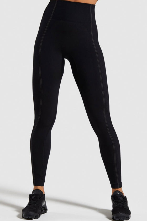 LC265441-P2-S, LC265441-P2-M, LC265441-P2-L, Black Solid Color High Waist Butt Lifting Active Leggings