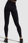LC265441-P2-S, LC265441-P2-M, LC265441-P2-L, Black Solid Color High Waist Butt Lifting Active Leggings