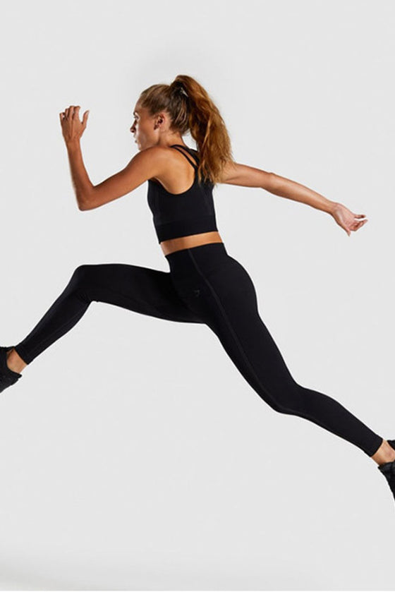 LC265441-P2-S, LC265441-P2-M, LC265441-P2-L, Black Solid Color High Waist Butt Lifting Active Leggings